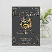 Chalkboard Zwart & Goud Zwart Pompoen Halloween Kaart (Staand voorkant)