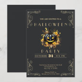 Chalkboard Zwart & Goud Zwart Pompoen Halloween Kaart (Voorkant / Achterkant)