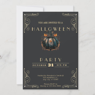 Chalkboard Zwart & Goud Zwart Pompoen Halloween Kaart