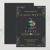 Chalkboard Zwart & Gouden Heksen Cauldron Hallowee Kaart (Voorkant / Achterkant)