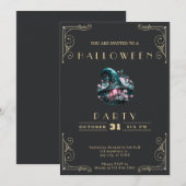 Chalkboard Zwart & Gouden Heksen Pet Halloween Kaart (Voorkant / Achterkant)