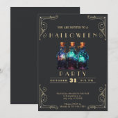 Chalkboard Zwart & Gouden Potion Jars Halloween Kaart (Voorkant / Achterkant)