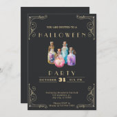 Chalkboard Zwart & Gouden Potions Halloween Kaart (Voorkant / Achterkant)