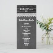 Chalkboard zwart hout bruiloft programma programmakaart (Staand voorkant)