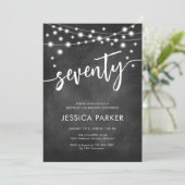 Chalkboard Zwart Wit 70ste verjaardagsfeestje Kaart (Staand voorkant)