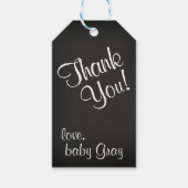 Chalkboard zwart-wit Baby shower dank u Cadeaulabel (Voorkant)