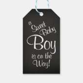Chalkboard zwart-wit Baby shower dank u Cadeaulabel (Achterkant)