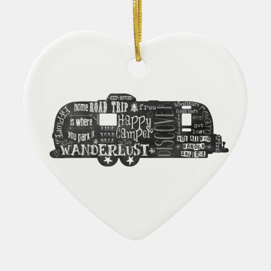 Chalkboardaanhangwagen Keramisch Ornament (Voorkant)
