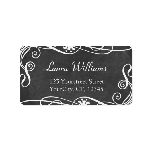 Chalkboardadresetiketten Zwart-wit Etiket (Voorkant)