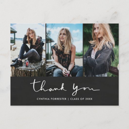 ChalkboardAfstuderen Dank u wel Typografie Foto Briefkaart (Voorkant)