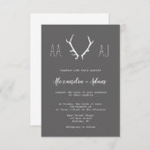 Chalkboardantlers monogram trouwuitnodigingen kaart (Voorkant / Achterkant)