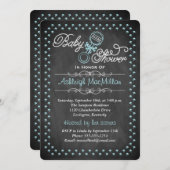 ChalkboardBaby shower Invite - Blauw Kaart (Voorkant / Achterkant)