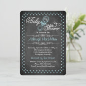 ChalkboardBaby shower Invite - Blauw Kaart (Staand voorkant)