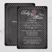 ChalkboardBaby shower Invite - Roze Kaart (Voorkant / Achterkant)