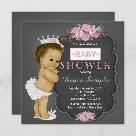  ChalkboardBaby shower Kaart (Voorkant / Achterkant)