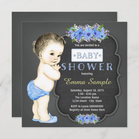  ChalkboardBaby shower Kaart (Voorkant / Achterkant)