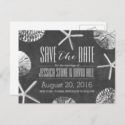 Chalkboardbalken opslaan Datum Aankondigingskaart (Voorkant / Achterkant)