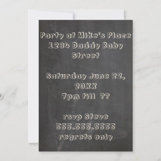 Chalkboardbeiers en tweedehands Baby shower 2 Kaart (Achterkant)