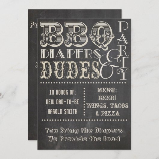 Chalkboardbeiers en tweedehands Baby shower 2 Kaart (Voorkant / Achterkant)