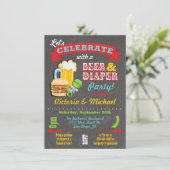 Chalkboardbier en Baby shower van luiers Kaart (Staand voorkant)
