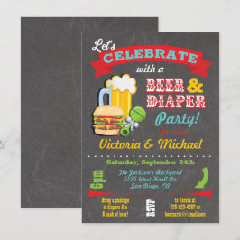Chalkboardbier en Baby shower van luiers Kaart