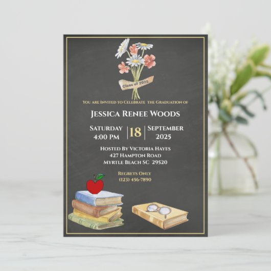 Chalkboardboeken Vloerleraar Afstuderen Kaart (Staand voorkant)