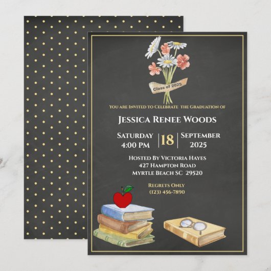 Chalkboardboeken Vloerleraar Afstuderen Kaart (Voorkant / Achterkant)