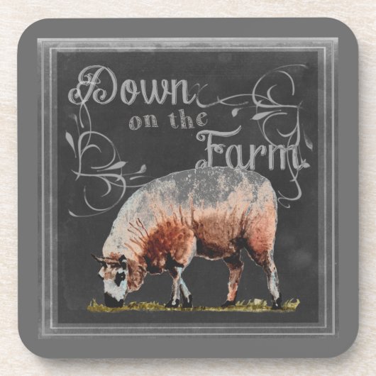 ChalkboardBoerderij | Omlaag op de Boerderij schap Onderzetter (Voorkant)