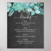 Chalkboardbruiloft drinken. Succulente minflorale Poster (Voorkant)