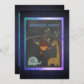 Chalkboarddierentuin blauw verjaarfeest kaart (Voorkant / Achterkant)