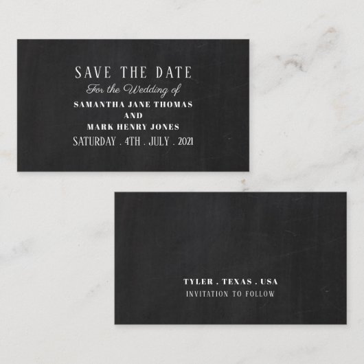 Chalkboardeffect, sparen de Datum Informatiekaartje (Voorkant / Achterkant)