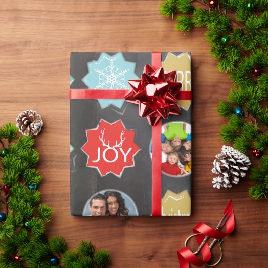 Chalkboardfamilie - Kerstrendierfoto Cadeaupapier (Feestdagen Geschenken)
