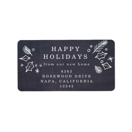 ChalkboardFeestdagen uit ons nieuwe thuisadres Etiket (Voorkant)