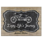 Chalkboardfiets voor twee houten hekplanken snijplank (Voorkant)