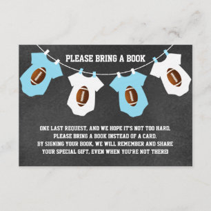 ChalkboardFOOTBALL Breng een BOEK baby shower Informatiekaartje