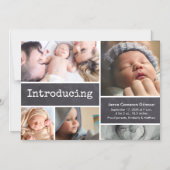 Chalkboardfotocollage Introductie babyjongen Magnetische Uitnodiging (Voorkant)