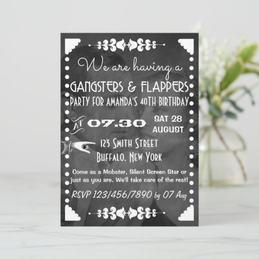 Chalkboardgips en springstofpartij kaart (Staand voorkant)