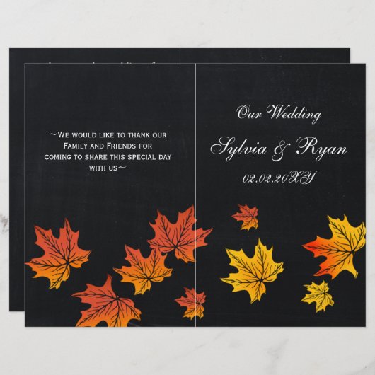  Chalkboardherfstprogramma's gevouwen (Voorkant / Achterkant)