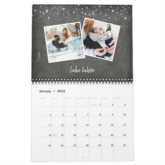 Chalkboardherinneringen | Aangepaste onderschrifte Kalender (Jan 2026)