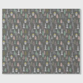 Chalkboardkerstbomen en kastelen Roze geel Cadeaupapier (Vlak)