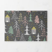 Chalkboardkerstbomen en kastelen Roze geel Drieluik Wenskaart (Cover)