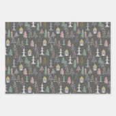 Chalkboardkerstbomen en kastelen Roze geel Inpakpapier Vel (Voorkant)