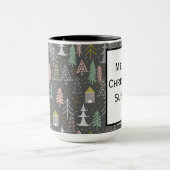 Chalkboardkerstbomen en kastelen Roze geel Mok (Midden)