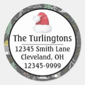 Chalkboardkerstbomen en kastelen Roze geel Ronde Sticker (Voorkant)