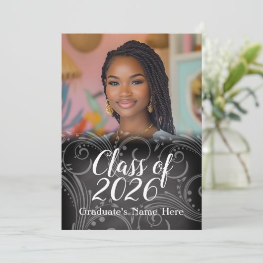 Chalkboardklasse van 2021 Foto-Afstuderen Kaart (Staand voorkant)