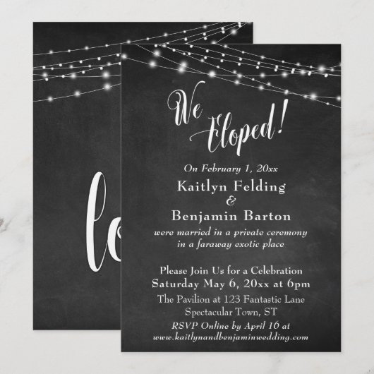 Chalkboardlampjes we hebben weduwen ontdekt kaart (Voorkant / Achterkant)