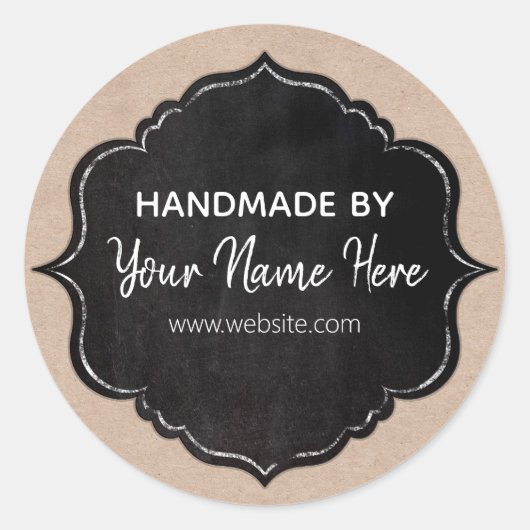 ChalkboardLijst op kraftpapier Ronde Sticker (Voorkant)
