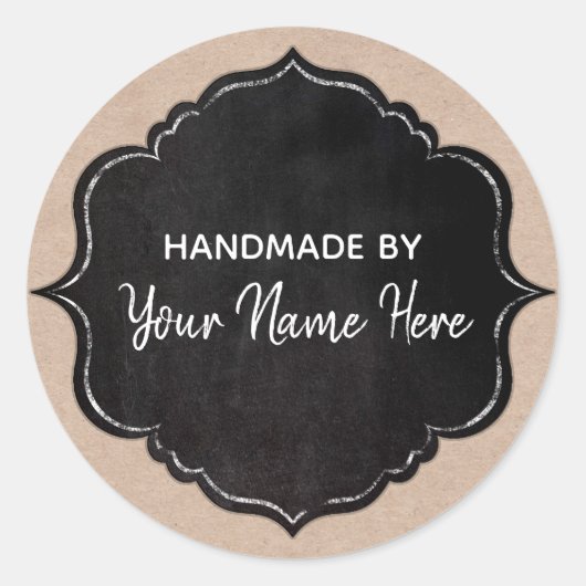 ChalkboardLijst op kraftpapier Ronde Sticker (Voorkant)