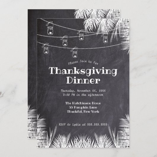 Chalkboardpalmen met schuifbare lichte Thanksgivin Kaart (Voorkant / Achterkant)