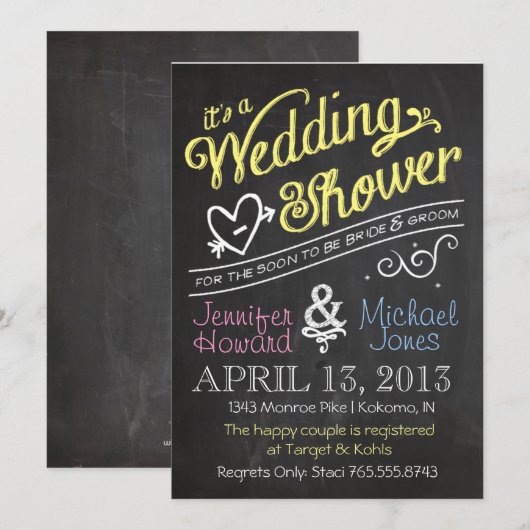 Chalkboardparen Weddenschap Kaart (Voorkant / Achterkant)